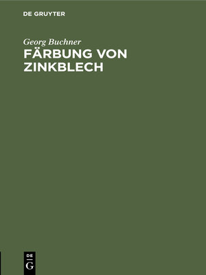 cover image of Färbung von Zinkblech